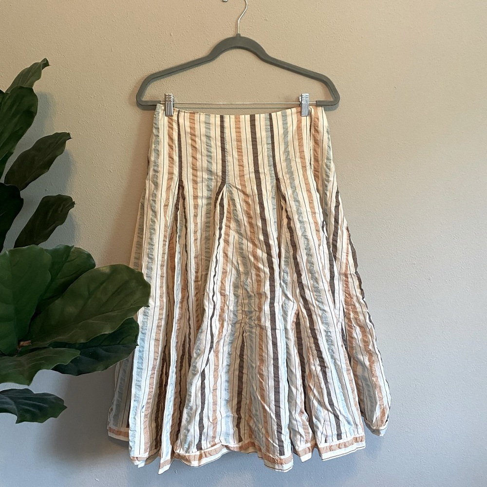 Vintage Cream Pleated Midi Skirt